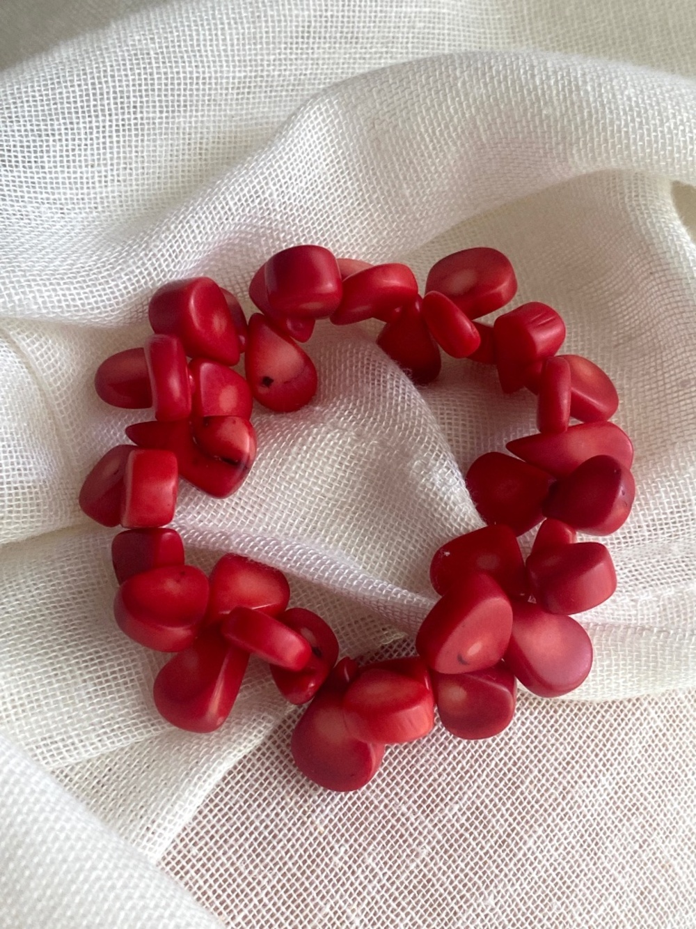 Vintage Genuine Red Coral Bead Bracelet Natural Vibrant Coral Stretch Bracelet